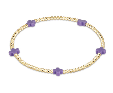 enewton - egirl signature cross small 2mm gold bracelet - purple