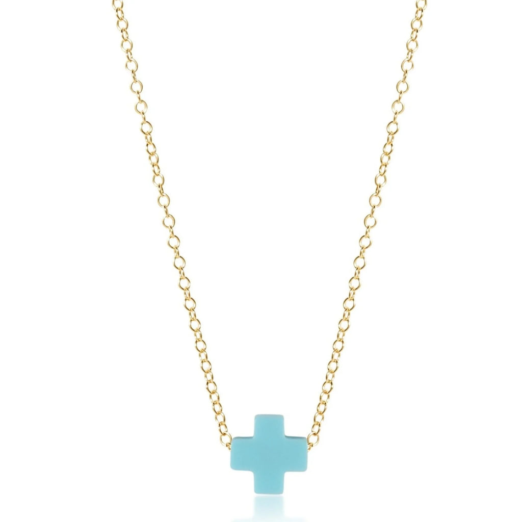 enewton - egirl 14" necklace gold - signature cross - turquoise