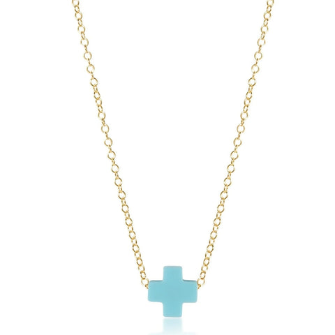 enewton - egirl 14" necklace gold - signature cross - turquoise