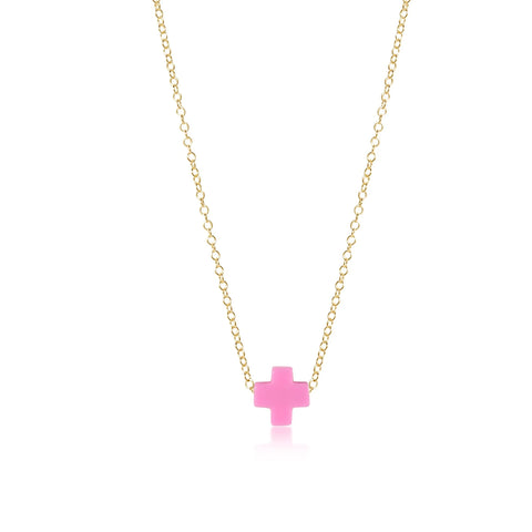 enewton - egirl 14" necklace gold - signature cross - pink