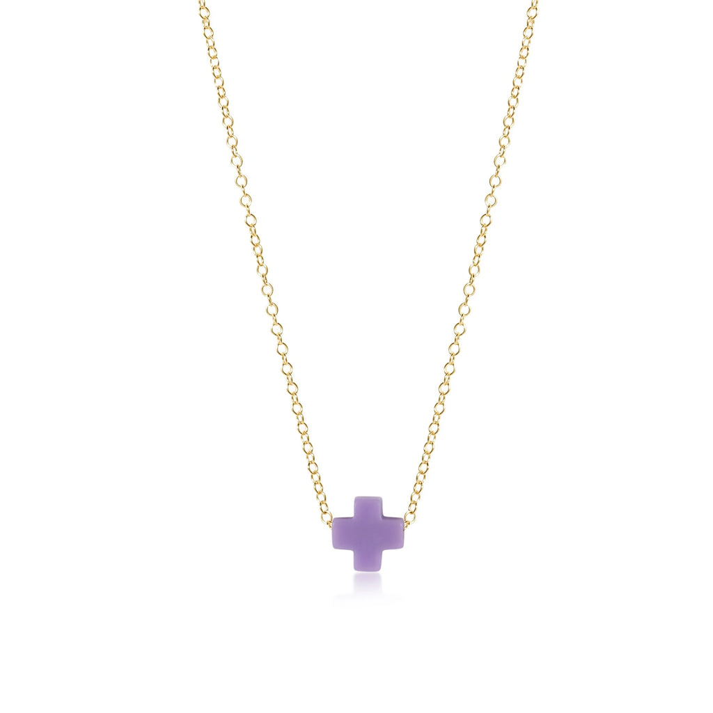enewton - egirl 14" necklace gold - signature cross - purple