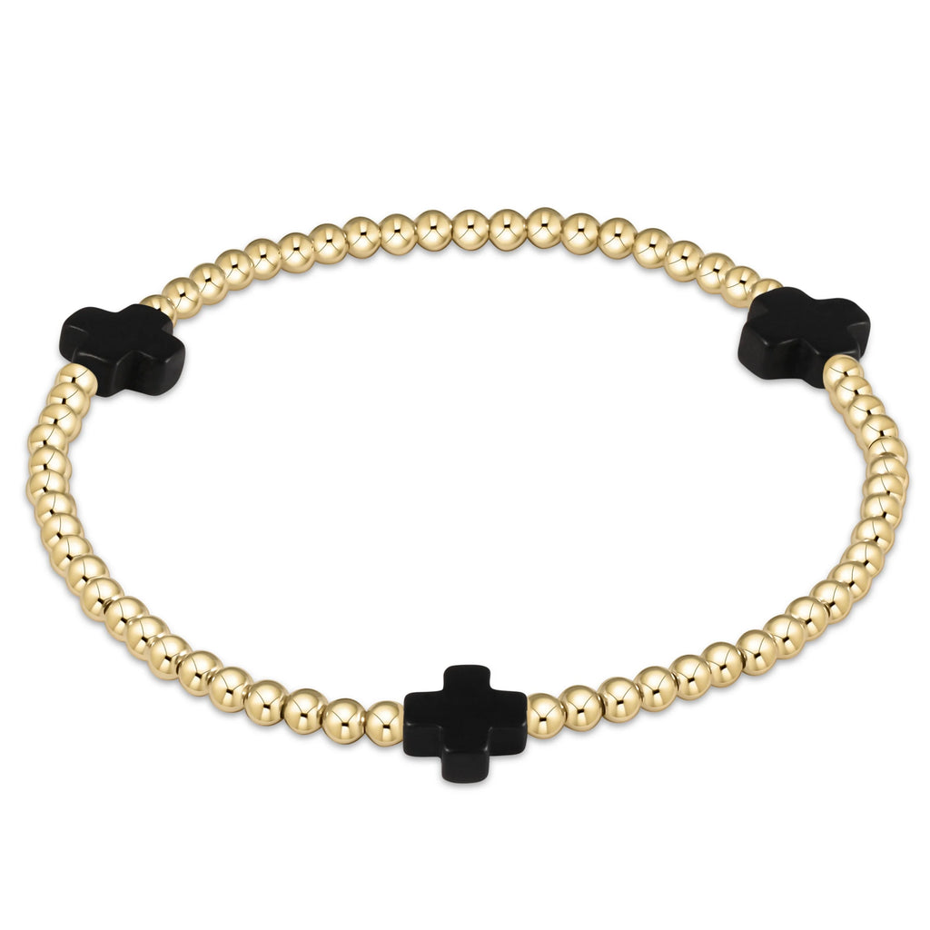enewton signature cross 3mm gold bracelet - black