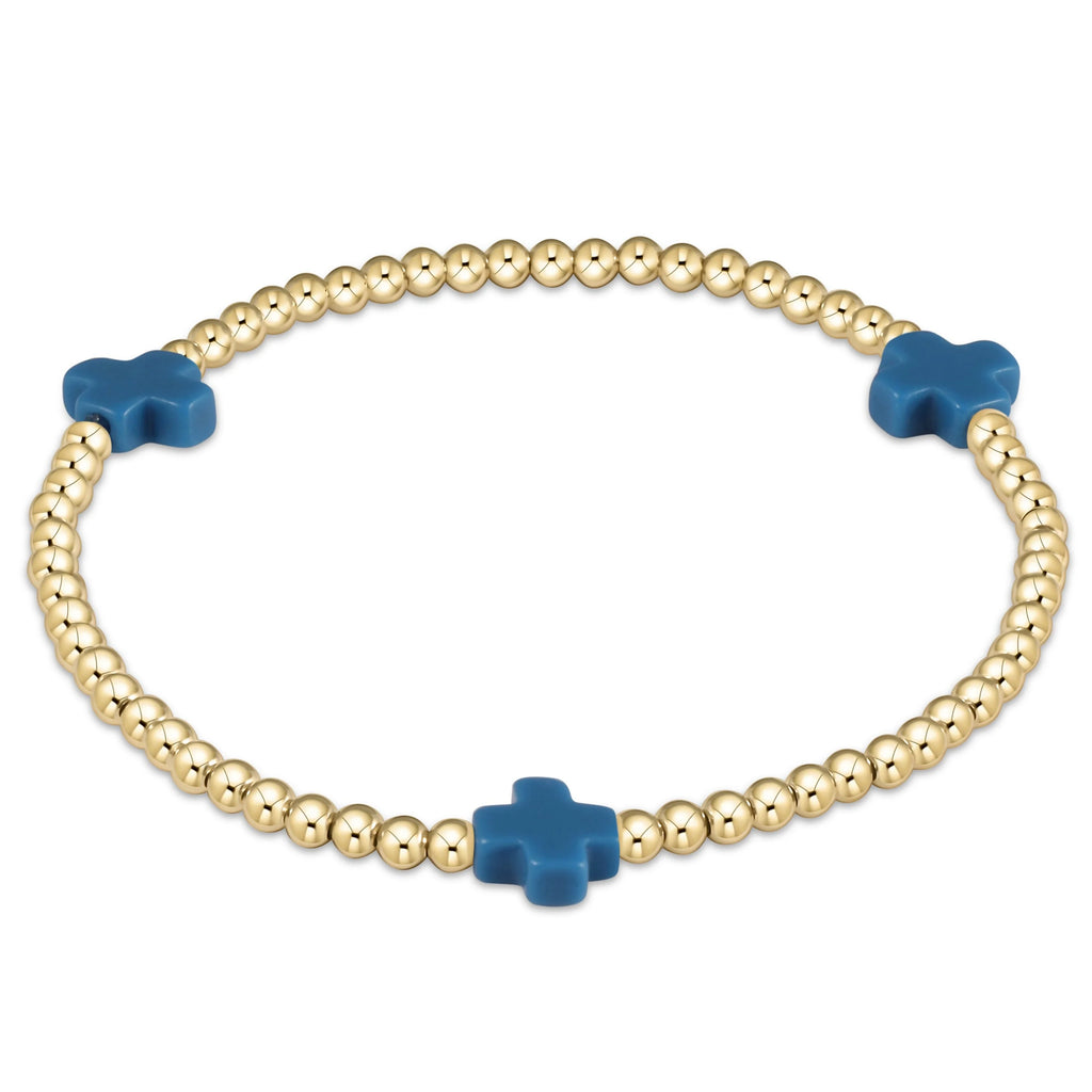 enewton signature cross 3mm gold bracelet - blue