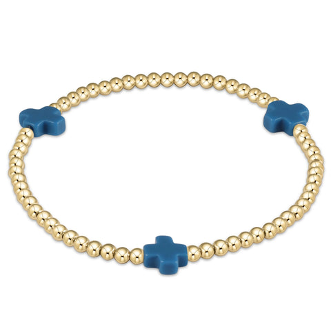 enewton signature cross 3mm gold bracelet - blue