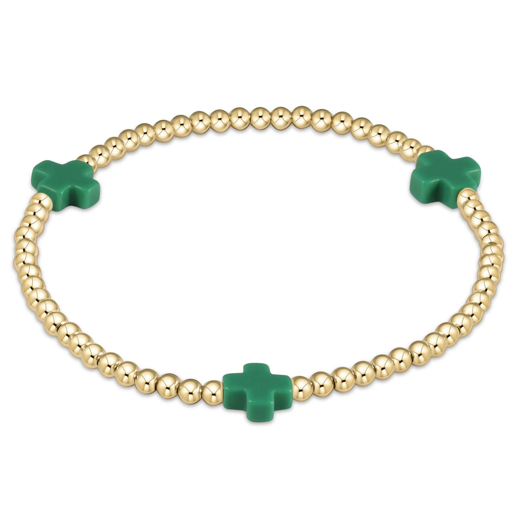 enewton signature cross 3mm gold bracelet - green
