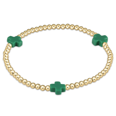 enewton signature cross 3mm gold bracelet - green