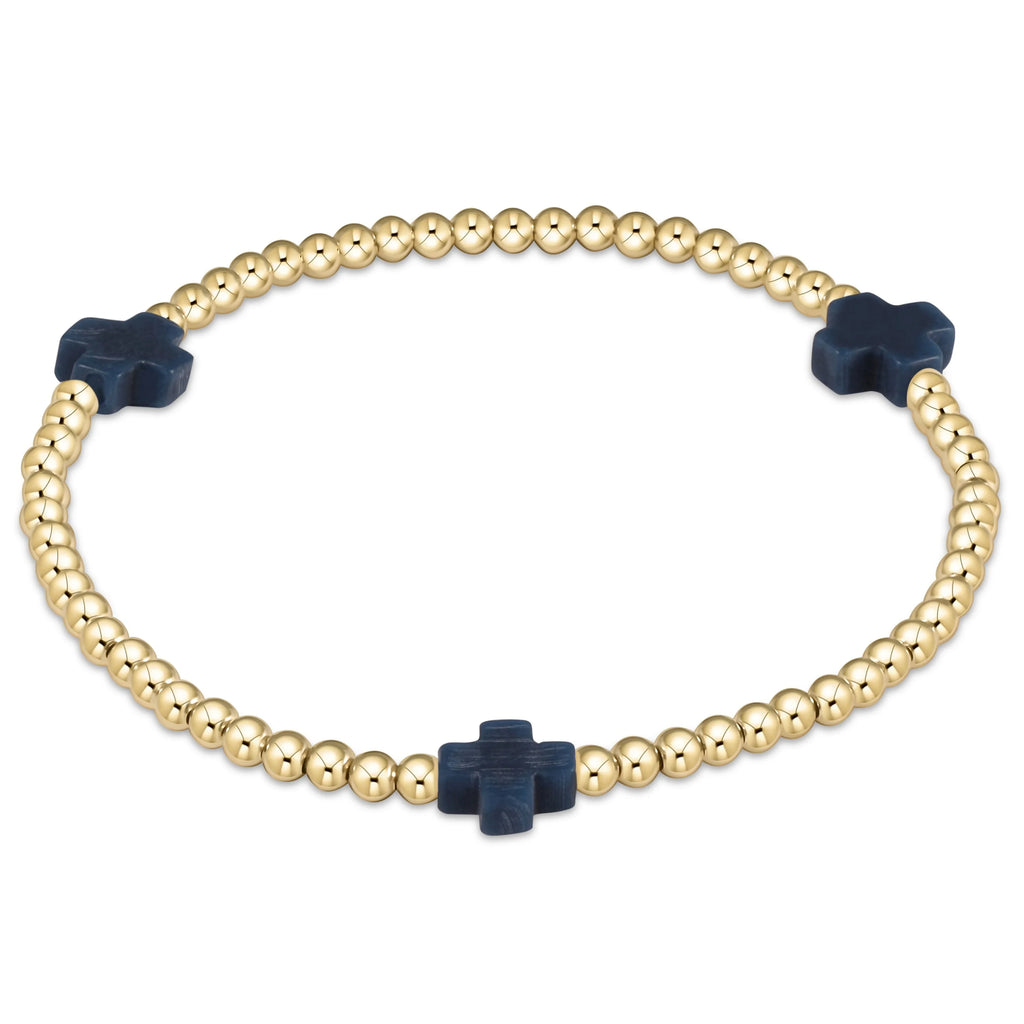 enewton signature cross 3mm gold bracelet - navy