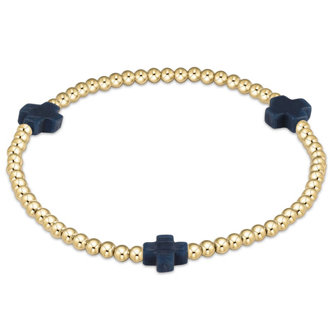 enewton signature cross 3mm gold bracelet - navy