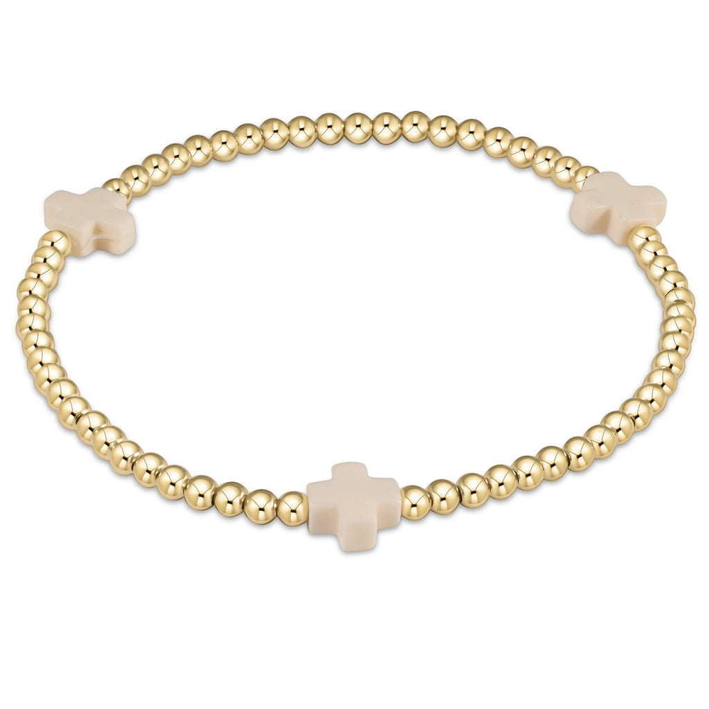 enewton signature cross 3mm gold bracelet - off white