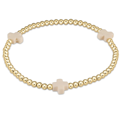 enewton signature cross 3mm gold bracelet - off white