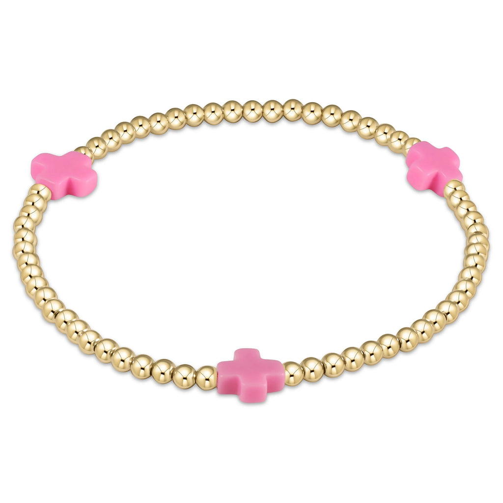 enewton signature cross 3mm gold bracelet - pink