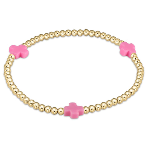 enewton signature cross 3mm gold bracelet - pink