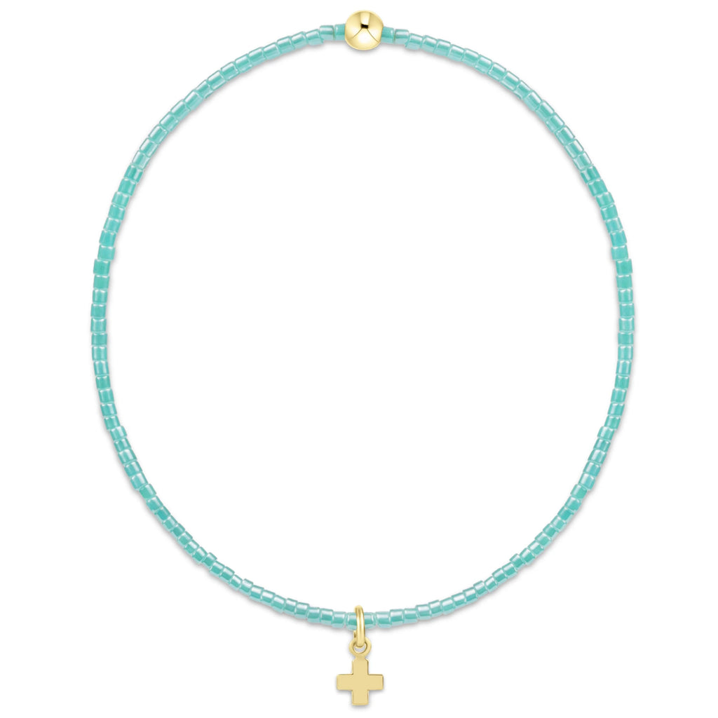 enewton hope classic sea glass bracelet - signature cross small gold charm