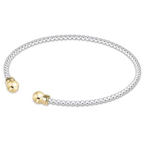 enewton classic mixed metal 2mm bead cuff - gold