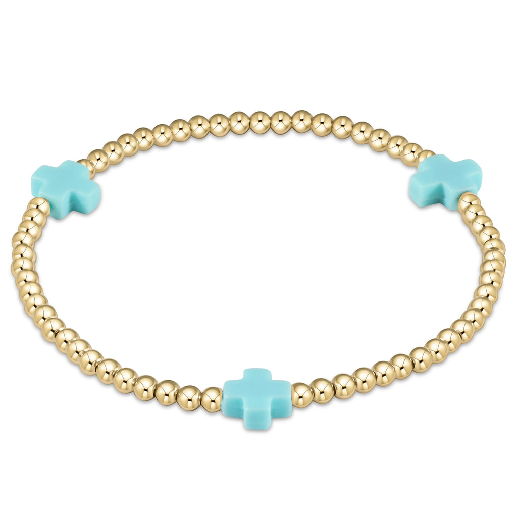 enewton extends signature cross 3mm gold bracelet - turquoise