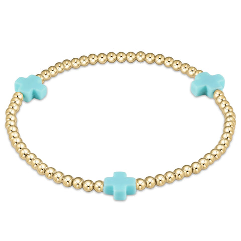 enewton extends signature cross 3mm gold bracelet - turquoise