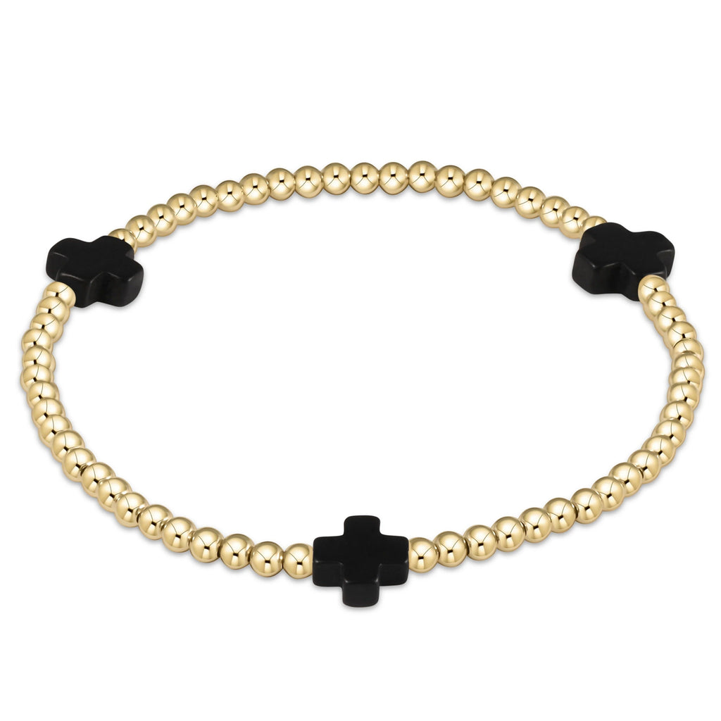 enewton extends signature cross 3mm gold bracelet - black