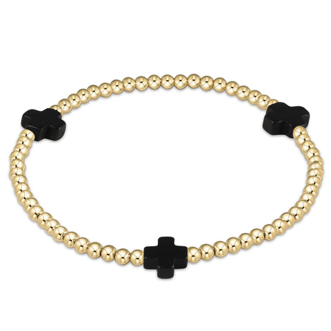 enewton extends signature cross 3mm gold bracelet - black