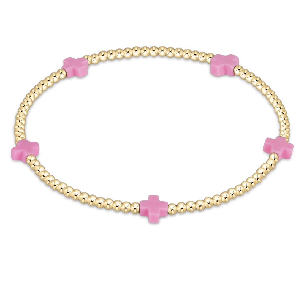 enewton - egirl signature cross small 2mm gold bracelet - pink