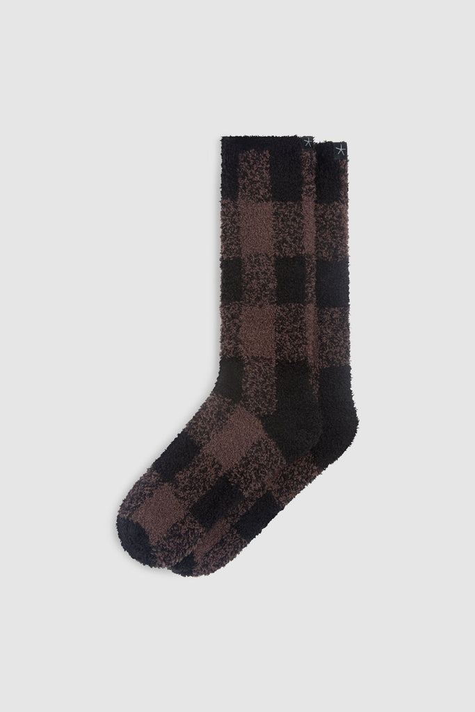 Barefoot Dreams CozyChic Buffalo Plaid Socks in Umber