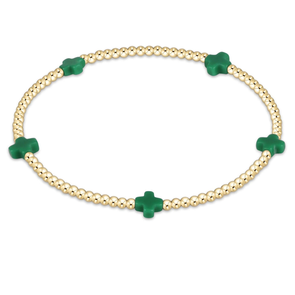 enewton signature cross 2mm gold bracelet - green