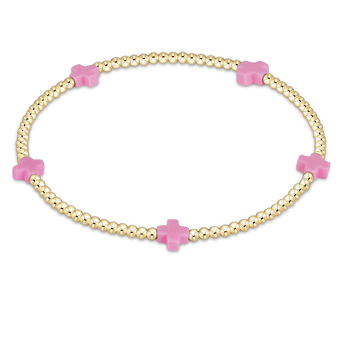 enewton signature cross 2mm gold bracelet - pink