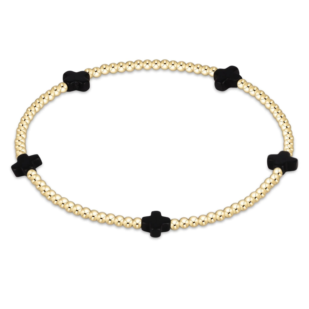 enewton signature cross 2mm gold bracelet - black