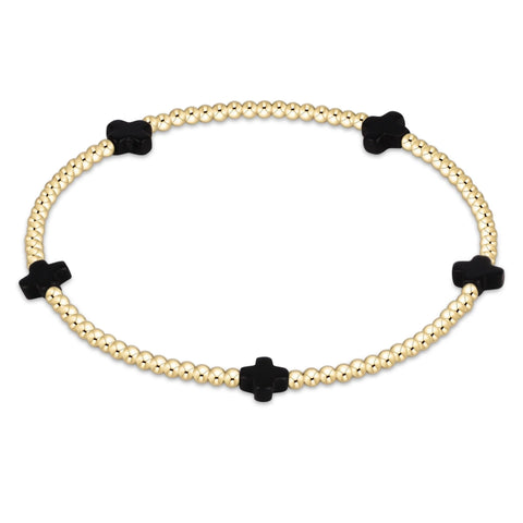 enewton signature cross 2mm gold bracelet - black