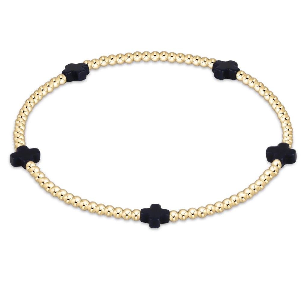 enewton signature cross 2mm gold bracelet - navy