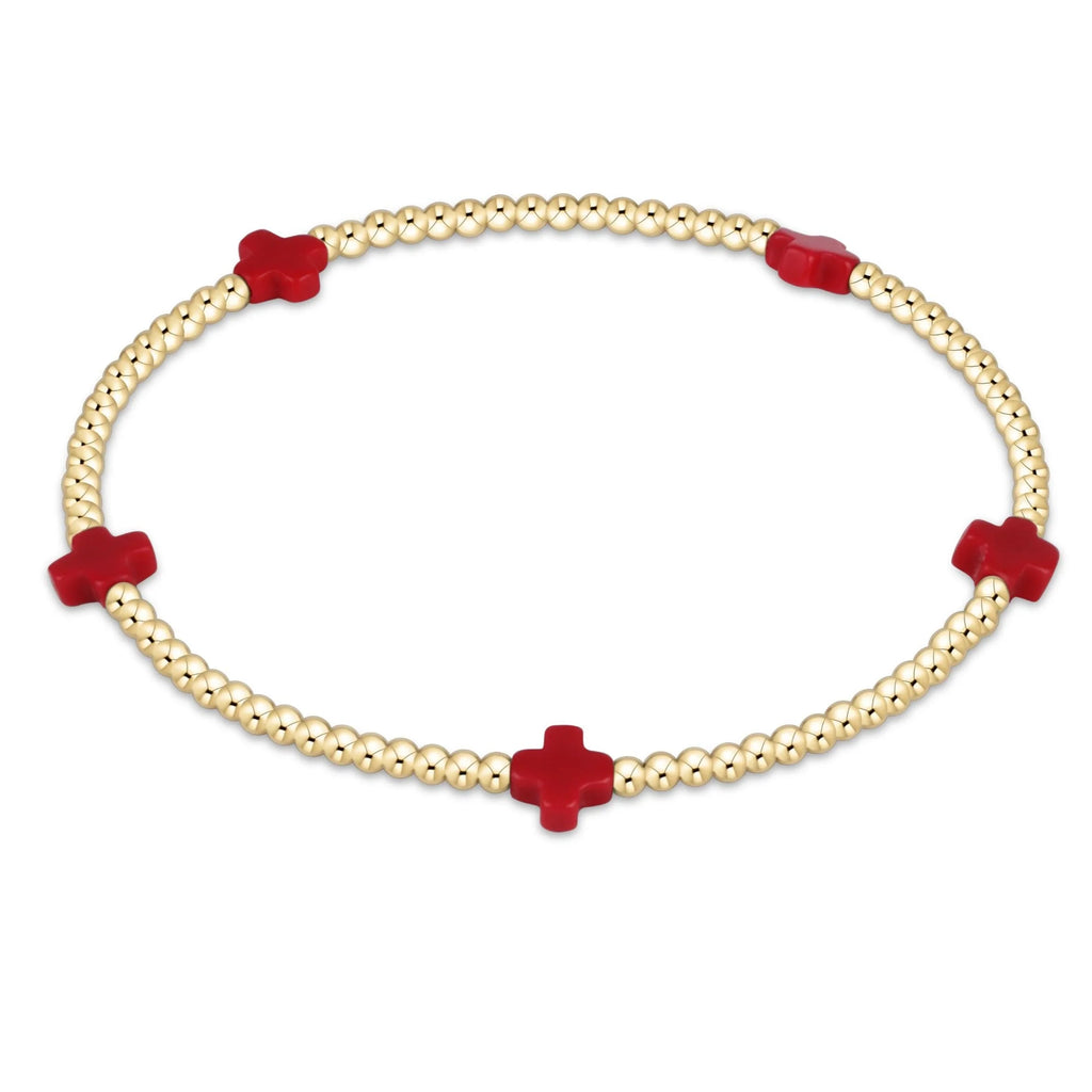enewton signature cross 2mm gold bracelet - red