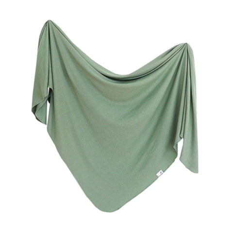 COPPER PEARL RIBBED KNIT SWADDLE BLANKET - CLOVER