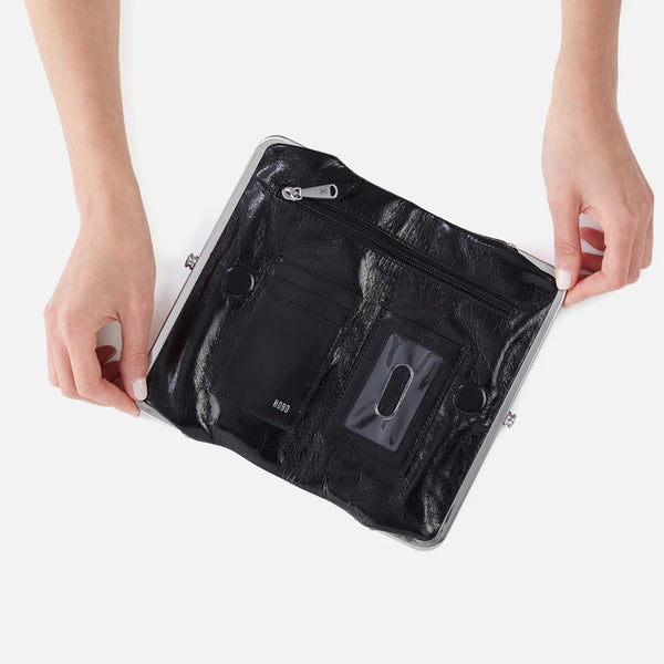 HOBO LAUREN CLUTCH - POLISHED BLACK