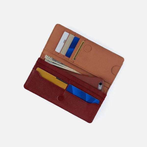 HOBO HUTTON LARGE WALLET - RED DAHLIA